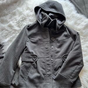 Gray Hooded Pea Coat
